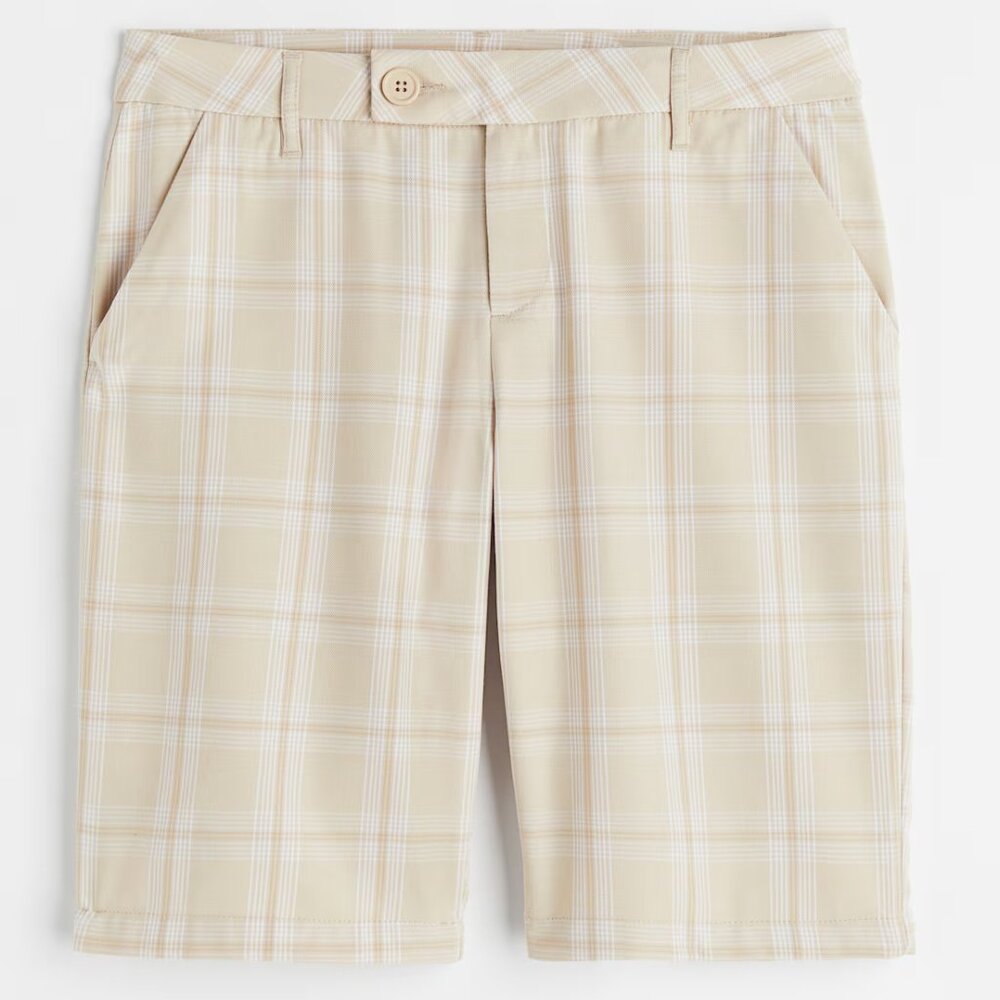 H&M Light beige/plaid Low-waist Bermuda Shorts/NWT/8